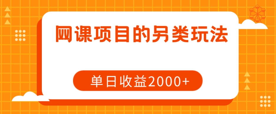 网课项目的另类玩法，单日收益2000+【揭秘】-润泽资源库