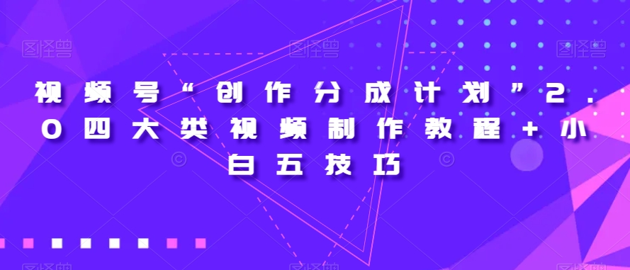 视频号“创作分成计划”2.0四大类视频制作教程+小白五技巧【揭秘】-润泽资源库