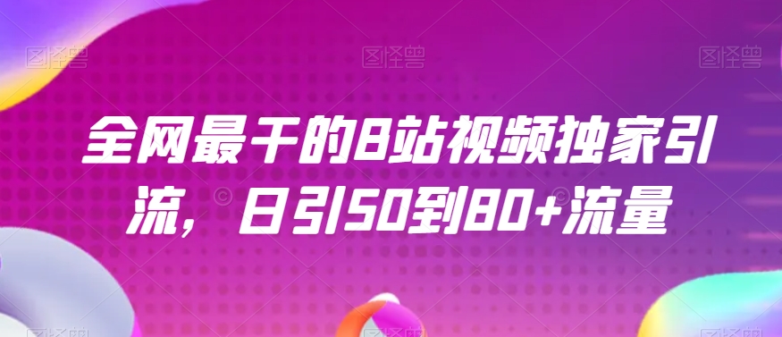 全网最干的B站视频独家引流，日引50到80+流量【揭秘】-润泽资源库