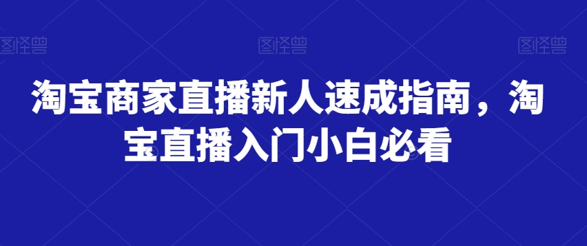 淘宝商家直播新人速成指南，淘宝直播入门小白必看-润泽资源库