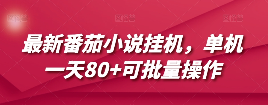 最新番茄小说挂机，单机一天80+可批量操作【揭秘】-润泽资源库