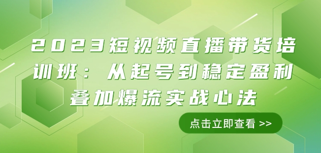 2023短视频直播带货培训班：从起号到稳定盈利叠加爆流实战心法（11节课）-润泽资源库