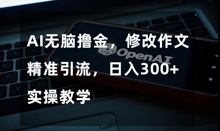 AI无脑撸金，修改作文精准引流，日入300+，实操教学【揭秘】-润泽资源库