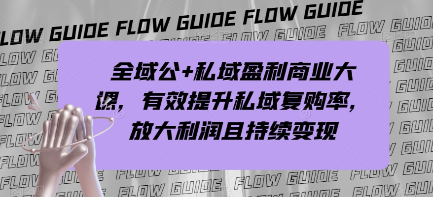 全域公+私域盈利商业大课，有效提升私域复购率，放大利润且持续变现-润泽资源库