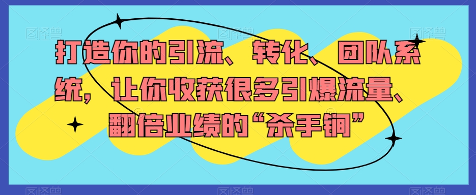 打造你的引流、转化、团队系统，让你收获很多引爆流量、翻倍业绩的“杀手锏”-润泽资源库