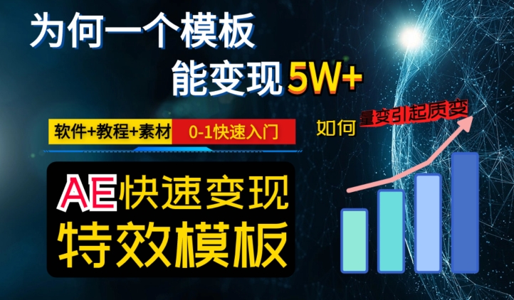 AE视频特效模板变现月入3-5W，0-1快速入门，软件+教程+素材-润泽资源库