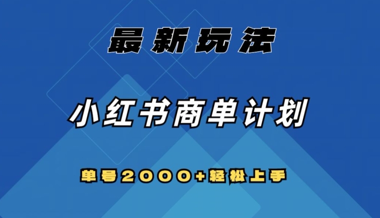 全网首发，小红书商单计划最新玩法，单号2000+可扩大可复制【揭秘】-润泽资源库