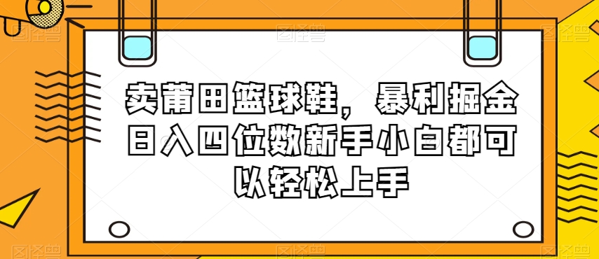 卖莆田篮球鞋，暴利掘金日入四位数新手小白都可以轻松上手【揭秘】-润泽资源库