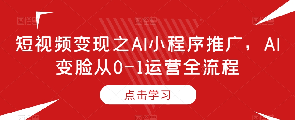 短视频变现之AI小程序推广，AI变脸从0-1运营全流程-润泽资源库