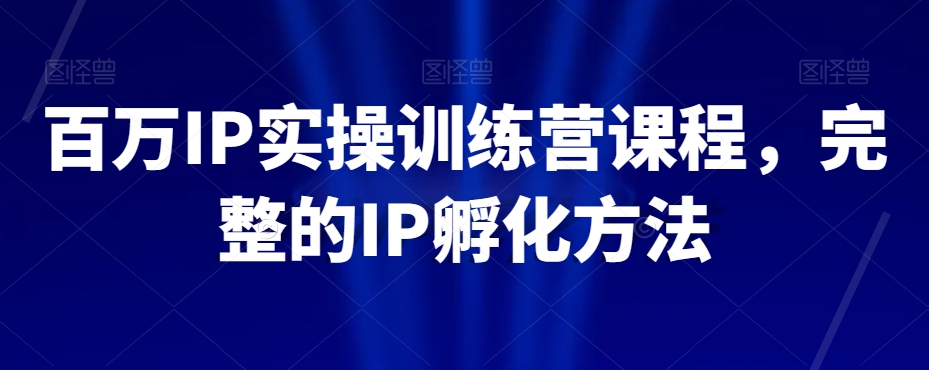 百万IP实操训练营课程，完整的IP孵化方法-润泽资源库