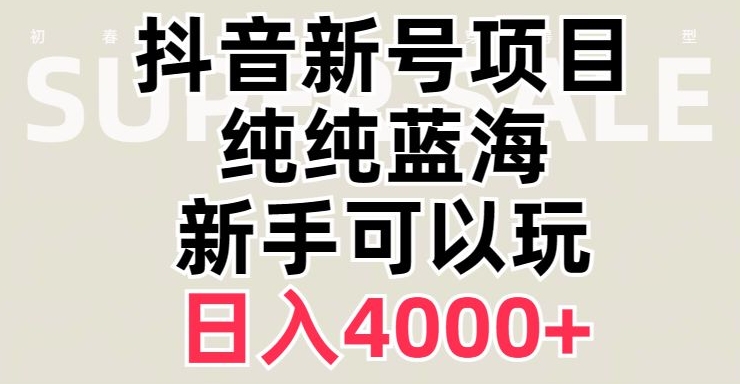 抖音蓝海赛道，必须是新账号，日入4000+【揭秘】-润泽资源库