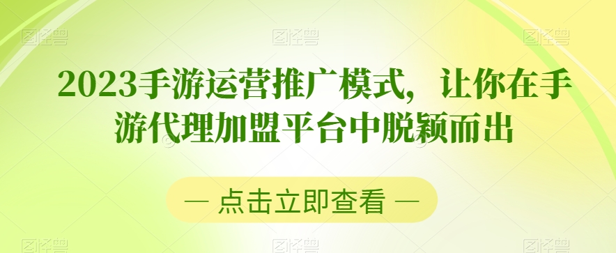 2023手游运营推广模式，让你在手游代理加盟平台中脱颖而出-润泽资源库