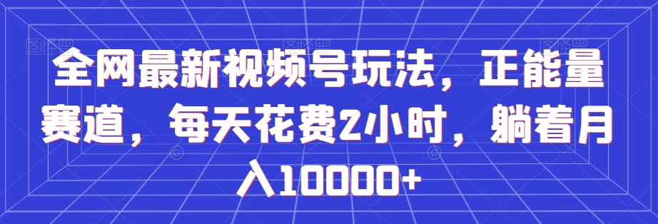 全网最新视频号玩法，正能量赛道，每天花费2小时，躺着月入10000+【揭秘】-润泽资源库