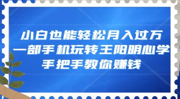 小白也能轻松月入过万，一部手机玩转王阳明心学，手把手教你赚钱【揭秘】-润泽资源库
