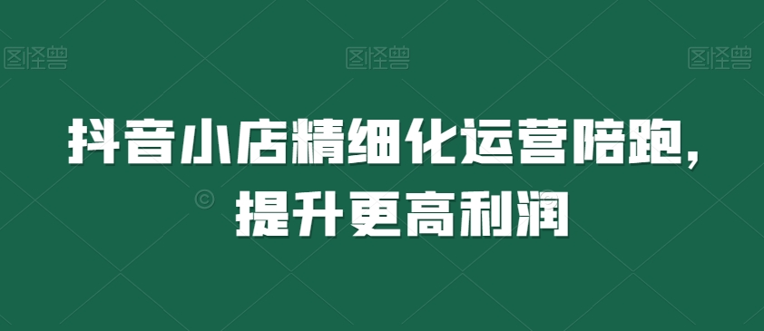 抖音小店精细化运营陪跑，提升更高利润-润泽资源库