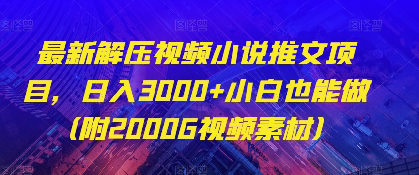 最新解压视频小说推文项目，日入3000+小白也能做（附2000G视频素材）【揭秘】-润泽资源库