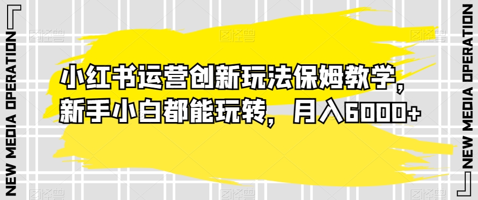 小红书运营创新玩法保姆教学，新手小白都能玩转，月入6000+【揭秘】-润泽资源库