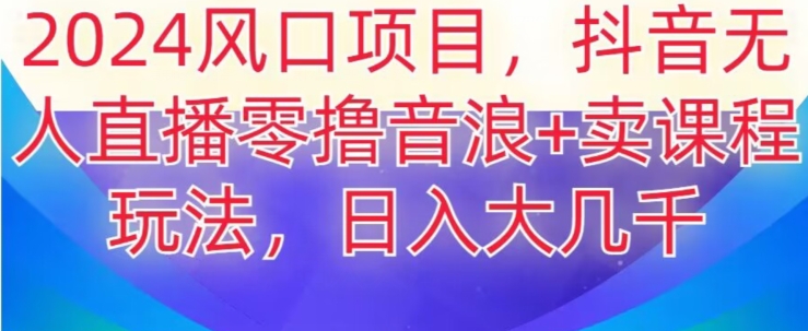 2024风口项目，抖音无人主播撸音浪+卖课程玩法，日入大几千【揭秘】-润泽资源库