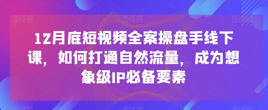 12月底短视频全案操盘手线下课，如何打通自然流量，成为想象级IP必备要素-润泽资源库