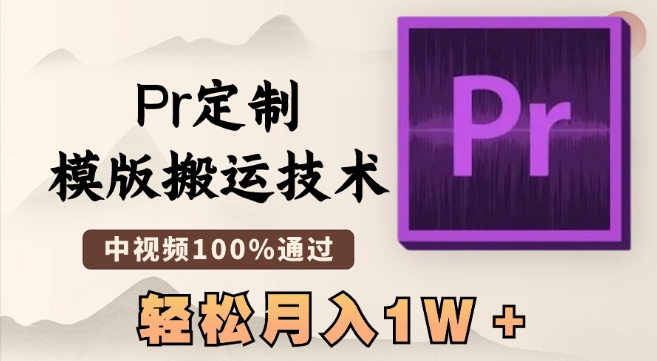 最新Pr定制模版搬运技术，中视频100%通过，几分钟一条视频，轻松月入1W＋【揭秘】-润泽资源库