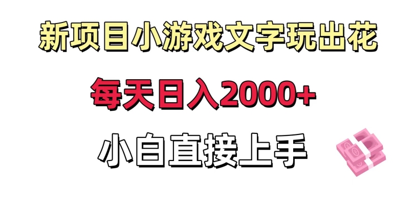 新项目小游戏文字玩出花日入2000+，每天只需一小时，小白直接上手【揭秘】-润泽资源库