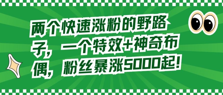 两个快速涨粉的野路子，一个特效+神奇布偶，粉丝暴涨5000起【揭秘】-润泽资源库
