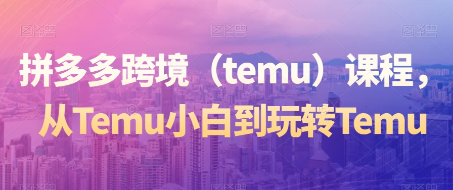 拼多多跨境（temu）课程，从Temu小白到玩转Temu-润泽资源库