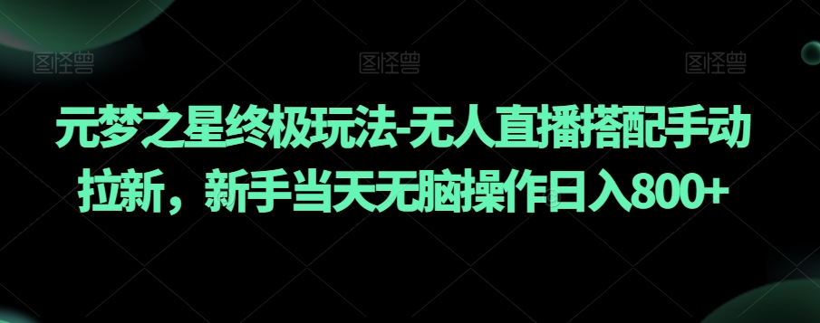 元梦之星终极玩法-无人直播搭配手动拉新，新手当天无脑操作日入800+【揭秘】-润泽资源库