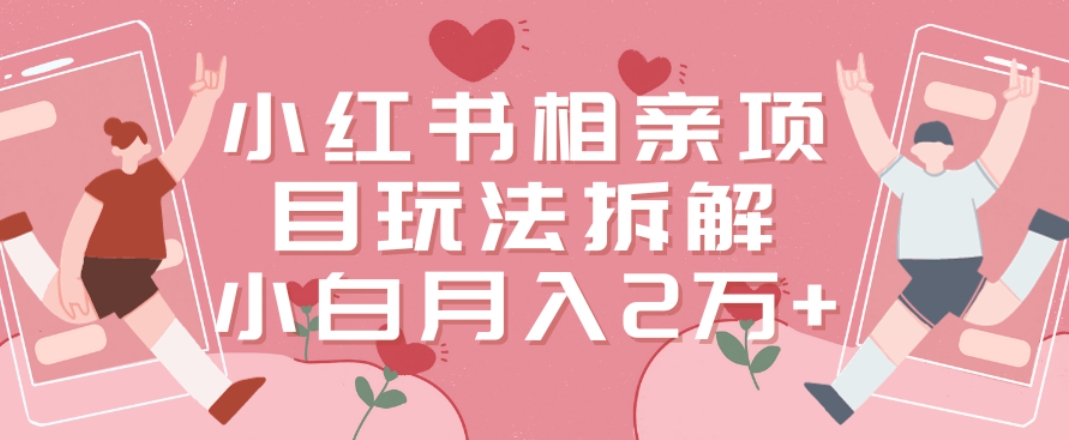 小红书相亲项目玩法拆解，有人通过这个副业项目做到了月收入2万多【揭秘】-润泽资源库