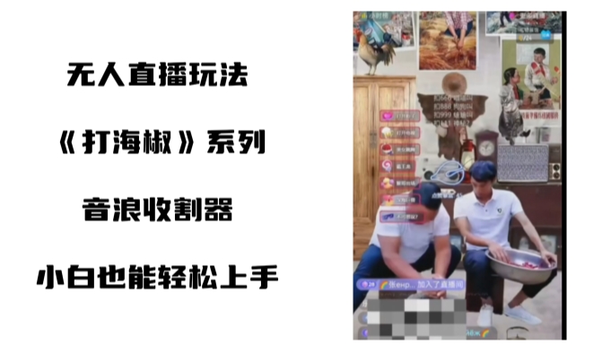 打海椒无人直播整蛊项目，小白轻松上手撸音浪收割器-润泽资源库