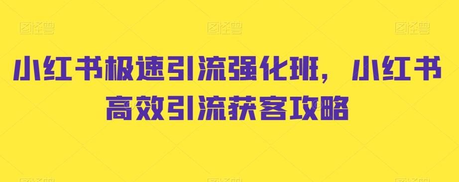 小红书极速引流强化班，小红书高效引流获客攻略-润泽资源库