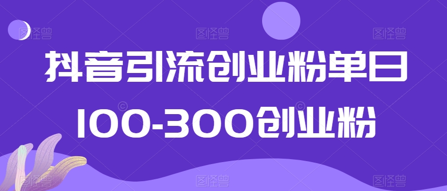抖音引流创业粉单日100-300创业粉【揭秘】-润泽资源库