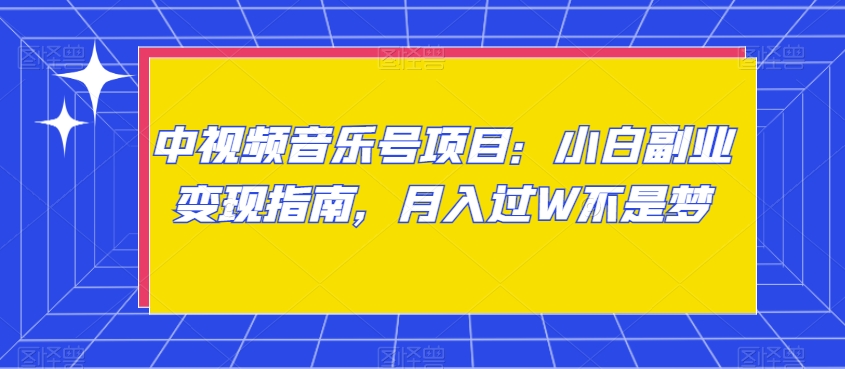 中视频音乐号项目：小白副业变现指南，月入过W不是梦【揭秘】-润泽资源库