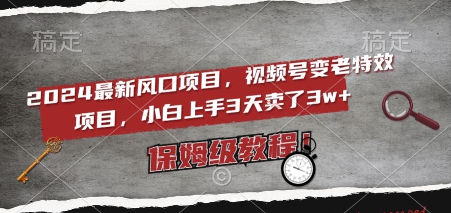 2024最新风口项目，视频号变老特效项目，电脑小白上手3天卖了3w+，保姆级教程【揭秘】-润泽资源库