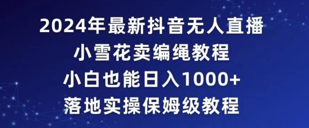 2024年抖音最新无人直播小雪花卖编绳项目，小白也能日入1000+落地实操保姆级教程【揭秘】-润泽资源库