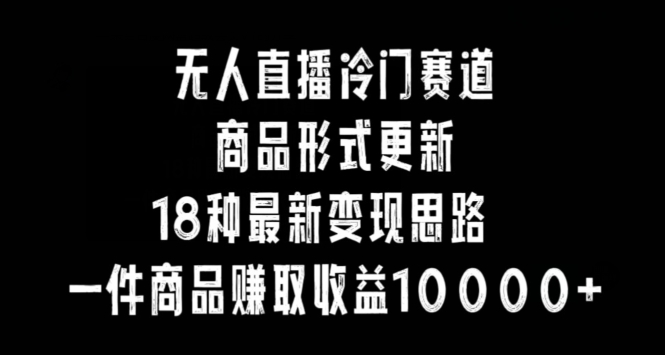 无人直播冷门赛道，商品形式更新，18种变现思路，一件商品赚取收益10000+【揭秘】-润泽资源库