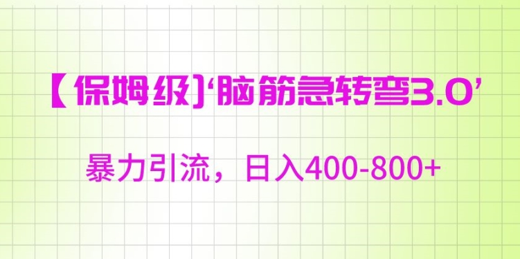 保姆级脑筋急转弯3.0，暴力引流，日入400-800+【揭秘】-润泽资源库