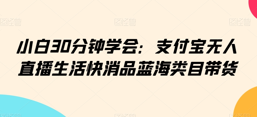 小白30分钟学会：支付宝无人直播生活快消品蓝海类目带货【揭秘】-润泽资源库