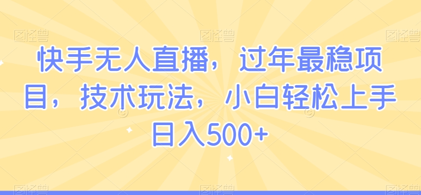 快手无人直播，过年最稳项目，技术玩法，小白轻松上手日入500+【揭秘】-润泽资源库