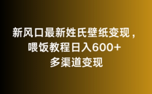 新风口最新姓氏壁纸变现，喂饭教程日入600+【揭秘】-润泽资源库