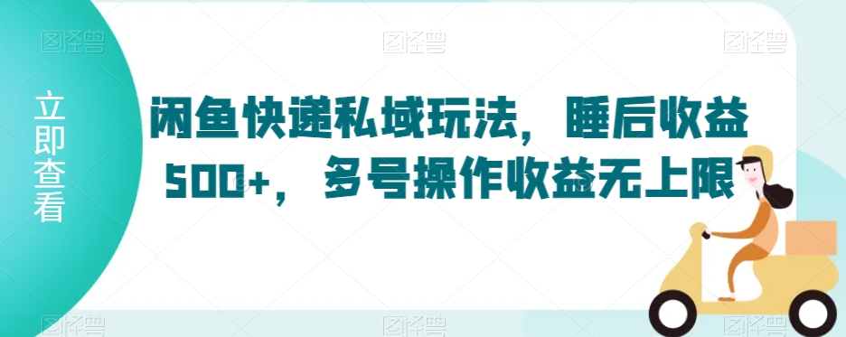 闲鱼快递私域玩法，睡后收益500+，多号操作收益无上限【揭秘】-润泽资源库