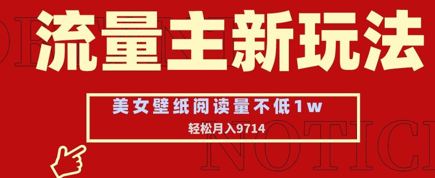 流量主新玩法，美女壁纸和头像，阅读量不低于1w，月入9741【揭秘】-润泽资源库