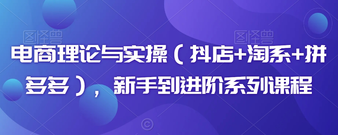 电商理论与实操（抖店+淘系+拼多多），新手到进阶系列课程-润泽资源库