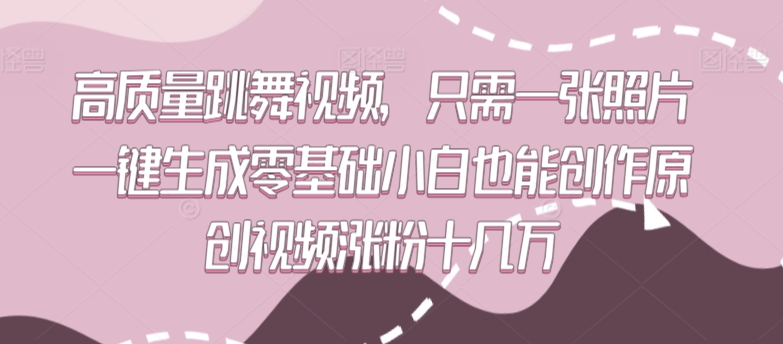 高质量跳舞视频，只需一张照片一键生成零基础小白也能创作原创视频涨粉十几万【揭秘】-润泽资源库