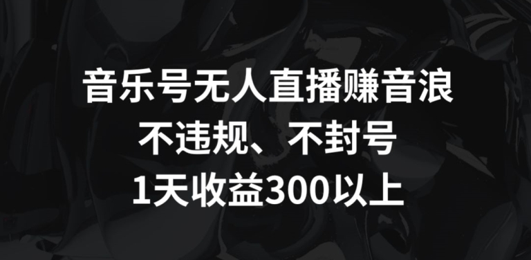 音乐号无人直播赚音浪，不违规、不封号，1天收益300+【揭秘】-润泽资源库
