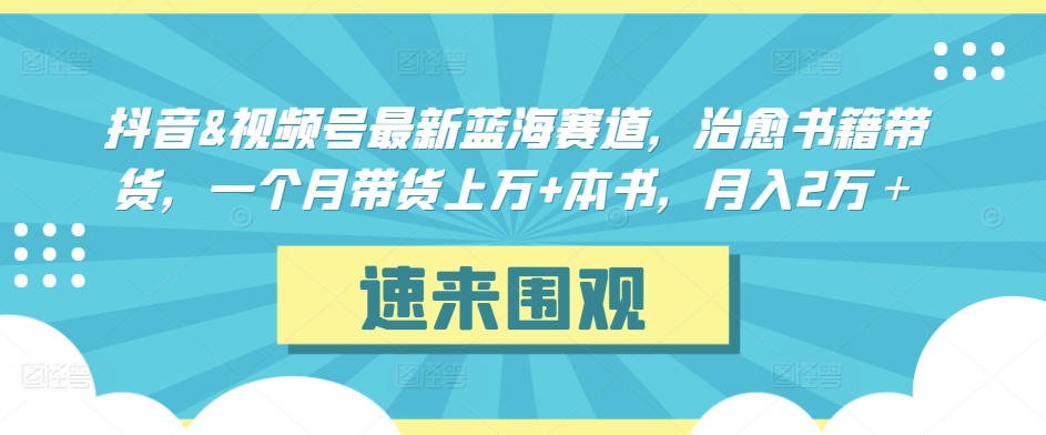 抖音&视频号最新蓝海赛道，治愈书籍带货，一个月带货上万+本书，月入2万＋【揭秘】-润泽资源库