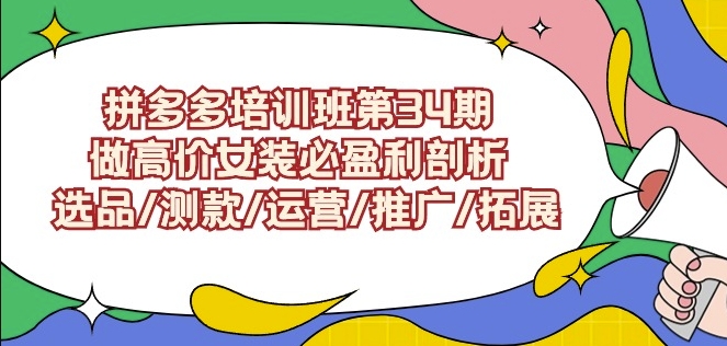拼多多培训班第34期：做高价女装必盈利剖析选品/测款/运营/推广/拓展-润泽资源库