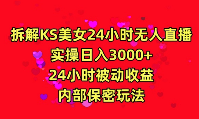 利用快手24小时无人美女直播，实操日入3000，24小时被动收益，内部保密玩法【揭秘】-润泽资源库