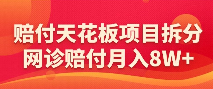 赔付天花板项目拆分，网诊赔付月入8W+-【仅揭秘】-润泽资源库