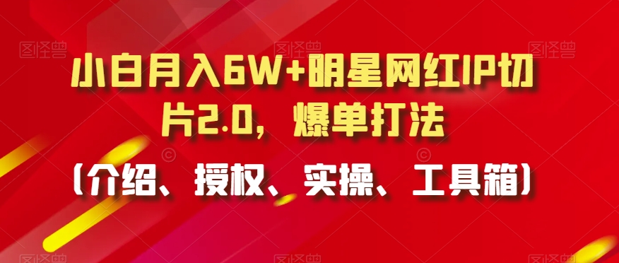 小白月入6W+明星网红IP切片2.0，爆单打法（介绍、授权、实操、工具箱）【揭秘】-润泽资源库